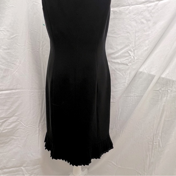 NWOT Tahari Arthur S. Levine sleeveless black dress with pleated trim. - Picture 8 of 10